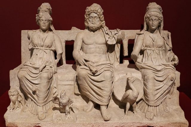 The Capitoline Triad of ancient Rome. These were the three main ancient deities - Jupiter, Juno, and Minerva.