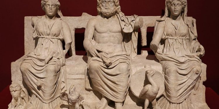 The Capitoline Triad of ancient Rome. These were the three main ancient deities - Jupiter, Juno, and Minerva.