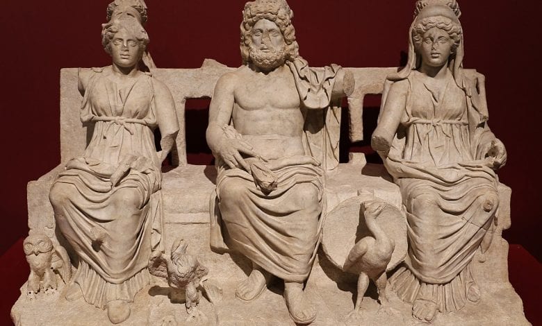 The Capitoline Triad of ancient Rome. These were the three main ancient deities - Jupiter, Juno, and Minerva.