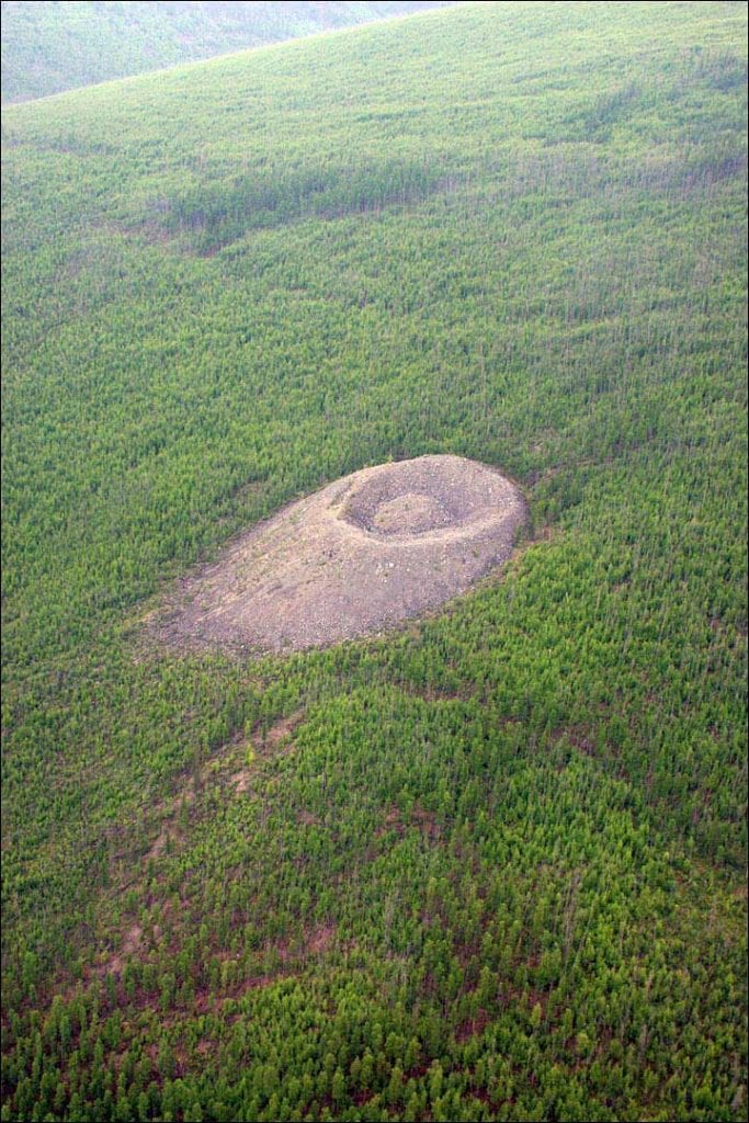 Aerial view of the SIberian Living Crater. Unfortunately, knowledge of this place is insufficient and few quality photos exist. Credit: The Siberian Times