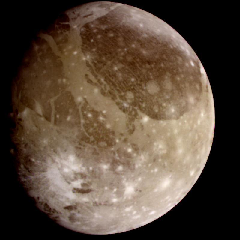 The strange moon Ganymede as seen from the Galileo Spacecraft. Source: NASA