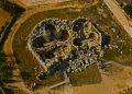 Aerial view over the ancient megalithic complex of Ggantija.