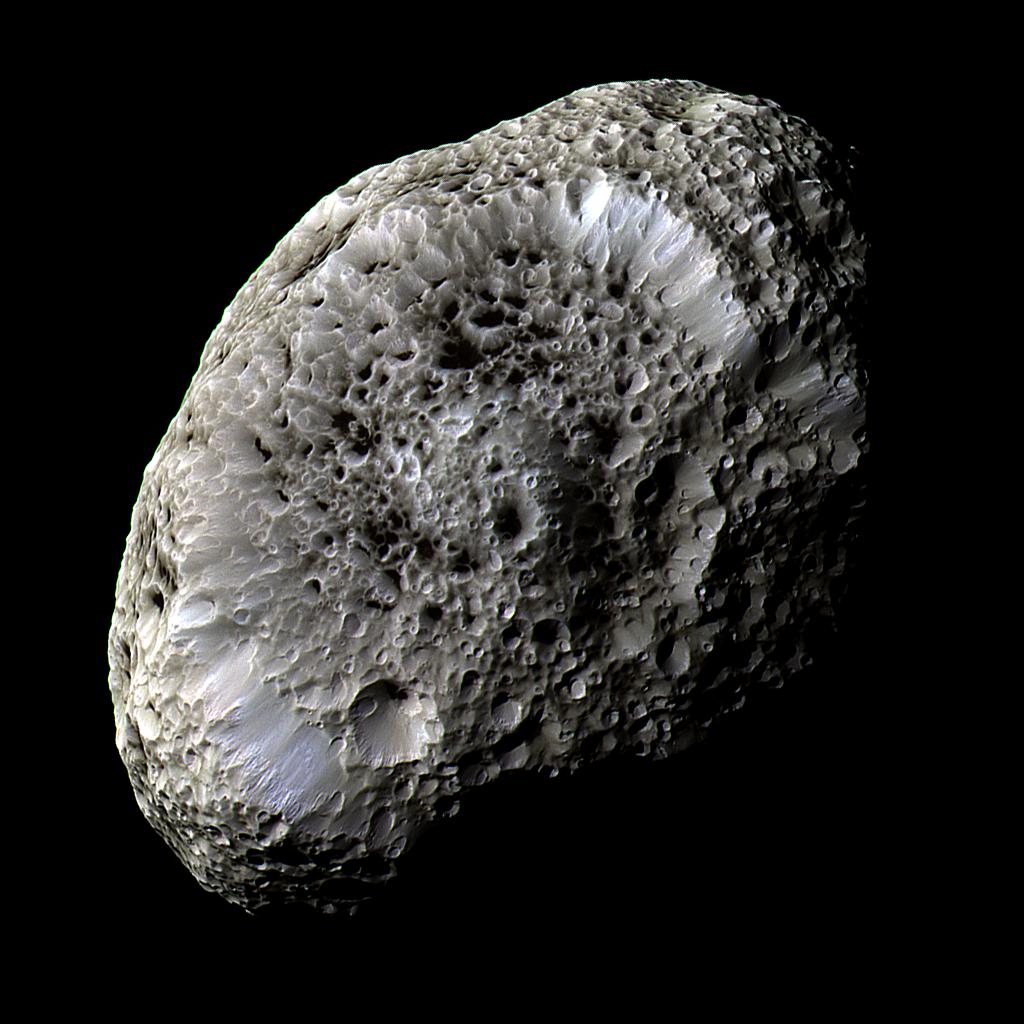 The strange sponge-like Moon Hyperion. Source: NASA