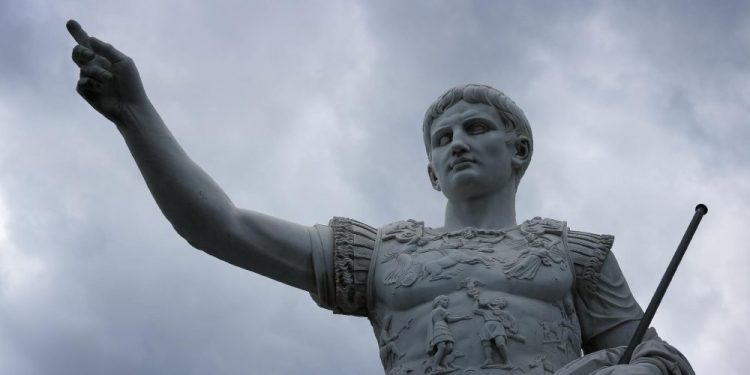 The statue of an ancient Roman emperor. Jumpstory.