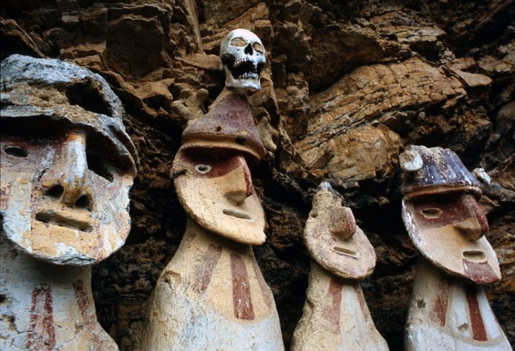 The Sarcophagi of Carajia, located at extreme heights and hardly accessible. It is unknown how the Chachapoyas reached those heights.