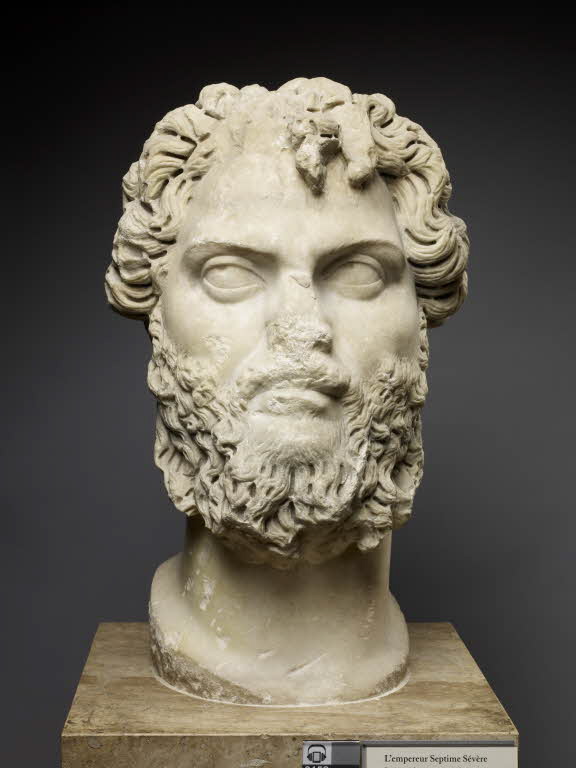 Head marble bust of Emperor Septimus Severus. Credit: Louvre Museum