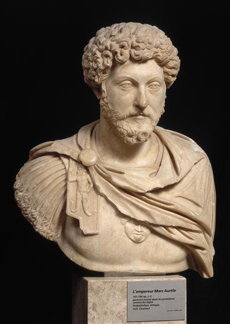 Roman Emperor Marcus Aurelius, marble bust. Credit: Louvre Museum