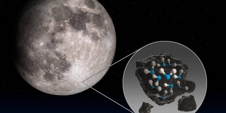 NASA's clever illustration of the Clavius crater and how water is trapped in the soil on the surface on the Moon. Credit: NASA