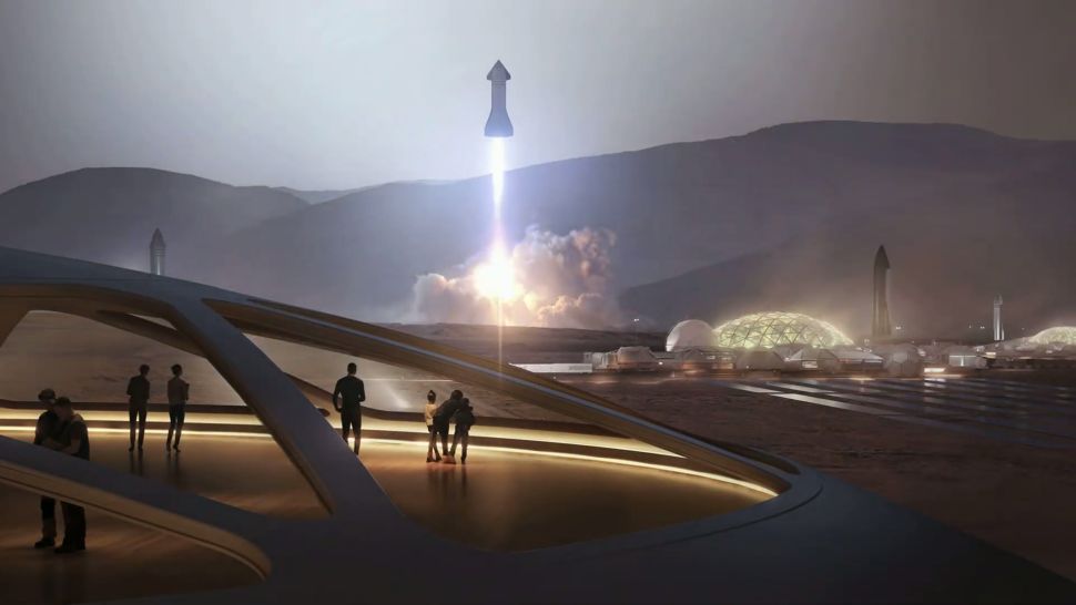 An artistic depiction of SpaceX's plans for sending humans to Mars. Source: SpaceX