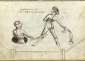 Depiction of a marital duel from Hans Talhoffer's fencing manual from 1459. Credit: Wikipedia