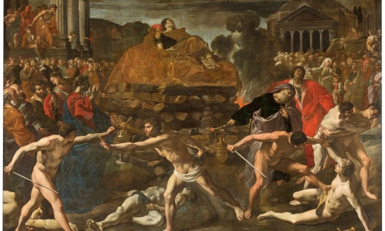 "Funeral Rites for a Roman Emperor", by Lanfranco Giovanni Di Stefano, 1636. This is not the most accurate depiction of the apotheosis but it should give you a general idea. Credit: Museo Del Prado