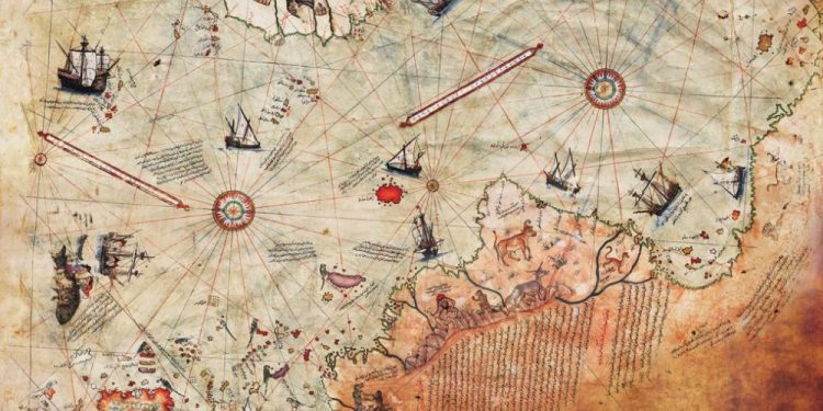 A large fragment of the Piri Reis map.