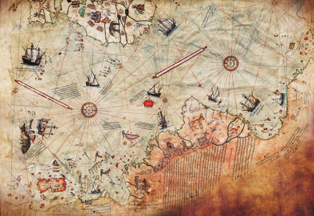 A large fragment of the Piri Reis map.