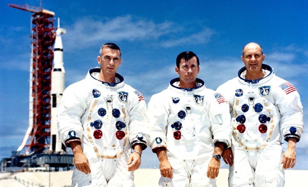 Apollo 10 astronauts Eugene Cernan, John Young and Thomas Stafford photographed before the famous mission. Credit: NASA