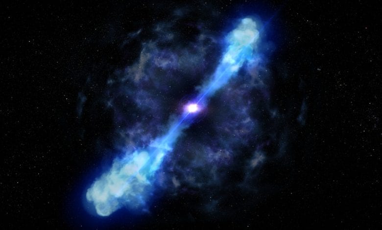 Artistic impression of the birth of a magnetar when two neuron stars collide. Credit: Inverse.com