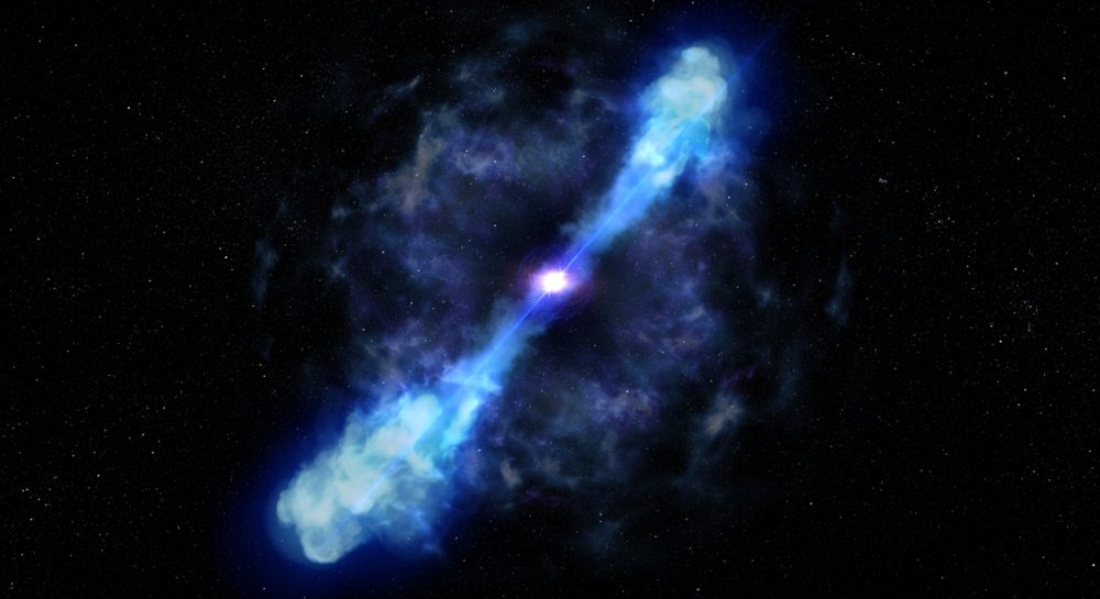 Artistic impression of the birth of a magnetar when two neuron stars collide. Credit: Inverse.com