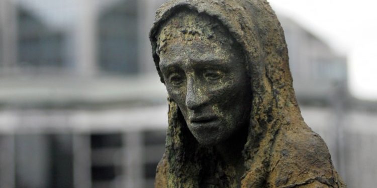 One of the sculptures from the Great Famine Memorial in Dublin. Credit: The Journal