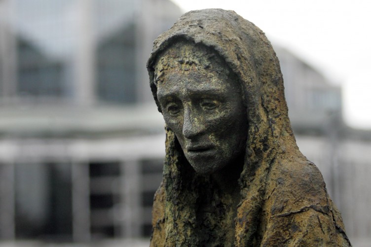 One of the sculptures from the Great Famine Memorial in Dublin. Credit: The Journal