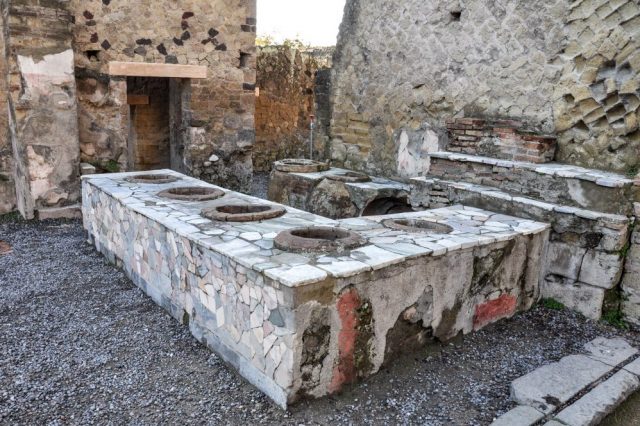 A Thermopolium in Herculaneum, one of the cities destroyed by Mount Vesuvius.