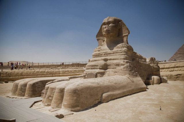 The Egyptian Sphinx is perhaps the largest statue missing a nose. Experts theorize that Egyptians deliberately broke the noses of pharaoh statues. Learn why below. Credit: Shutterstock