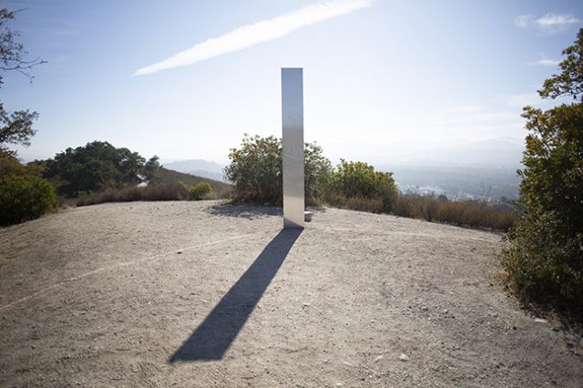 The third metal monolith that appeared in Pine Mountain yesterday. Credit: atascaderonews.com