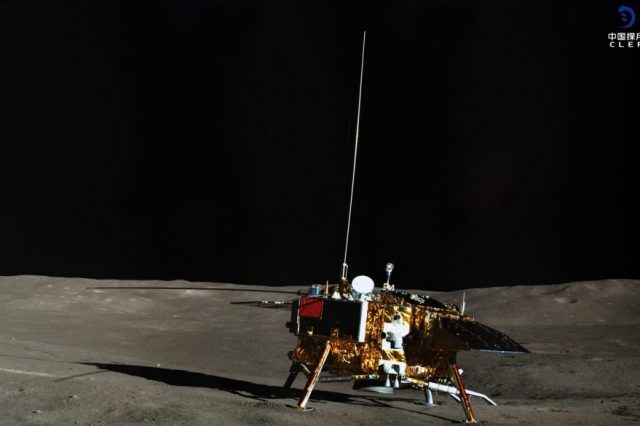 The Chang'e 4 lander photographed by the Yutu-2 rover. Credit: CLEP/ Lunar and Planetary Multimedia Database