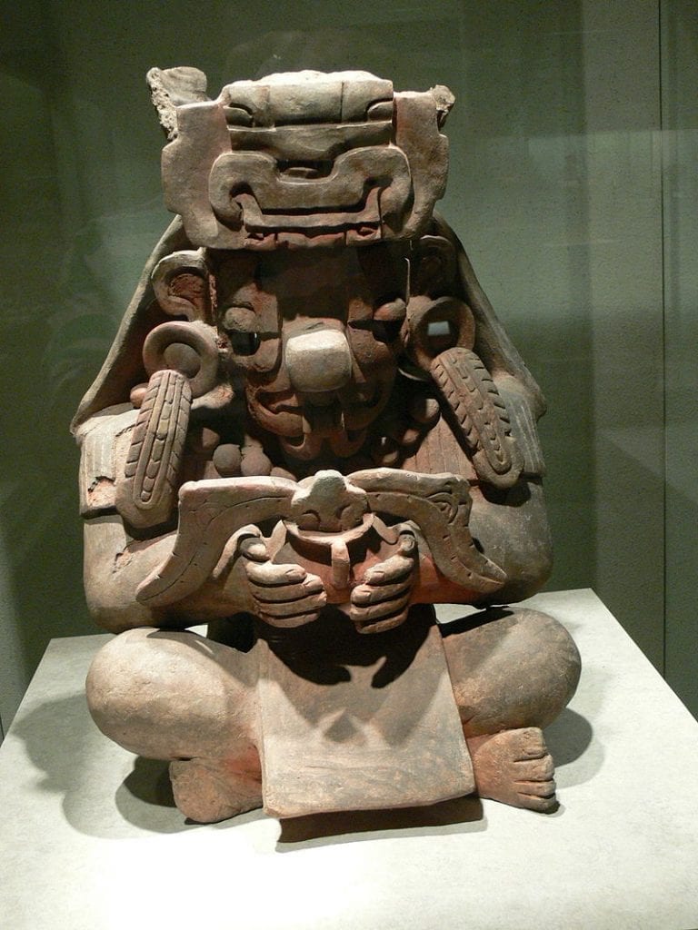 This representation of the Mesoamerican deity Cocijo was discovered in Monte Alban. Credit: Wikimedia Commons