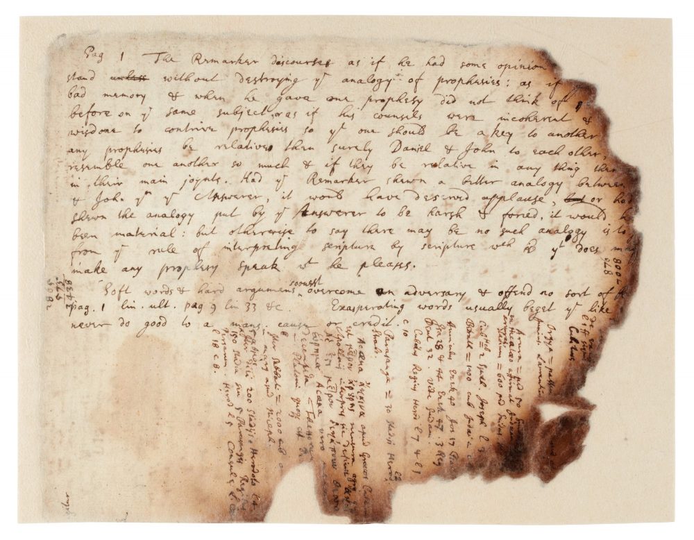 A part of the handwritten notes by Sir Isaac Newton and his investigation into the Great Pyramid of Egypt. Image Credit: Sotheby's.