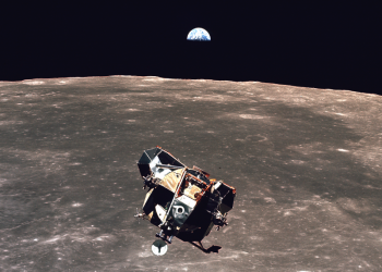 This photo from the legendary Apollo 11 mission to the Moon was snapped by astronaut Michael Collins as the "Eagle" lunar module was returning to the spaceship. Credit: NASA
