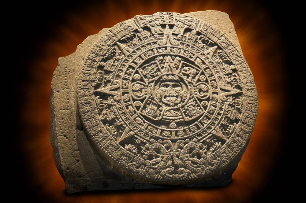 The Aztec Sun Stone with the Sun God Tonatiuh depicted in the middle. Credit: Shutterstock