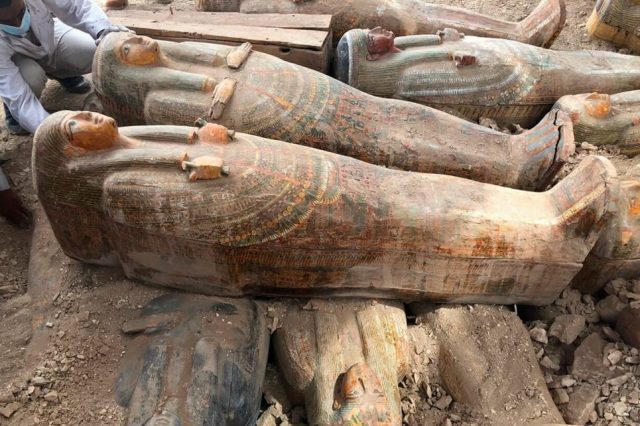 Perhaps the largest archaeological discovery of 2020 - nearly 200 coffins in the Saqqara Necropolis. Credit: The Sun