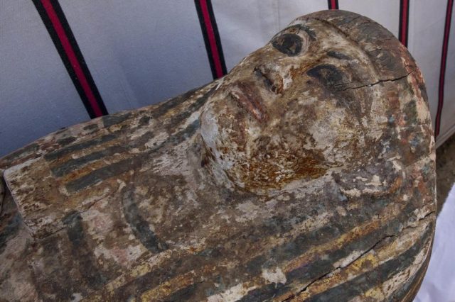 One of the many ancient coffins unearthed in the latest archaeological discovery in Saqqara. Credit: Khaled DESOUKI