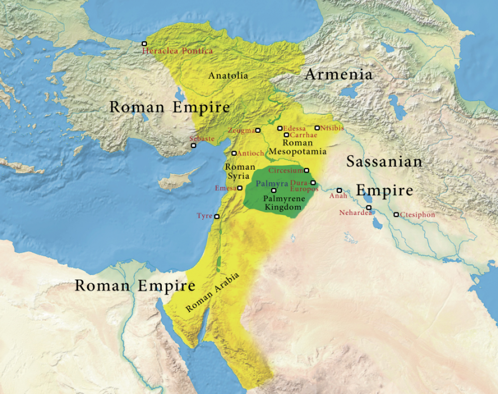 Territories under the rule of Odaenathus. Credit: Wikimedia Commons