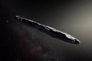 Here is an artistic take on how Oumuamua may look like. Credit: K. Meech et al./ESO