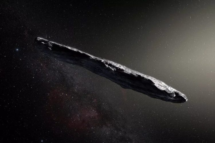 Here is an artistic take on how Oumuamua may look like. Credit: K. Meech et al./ESO