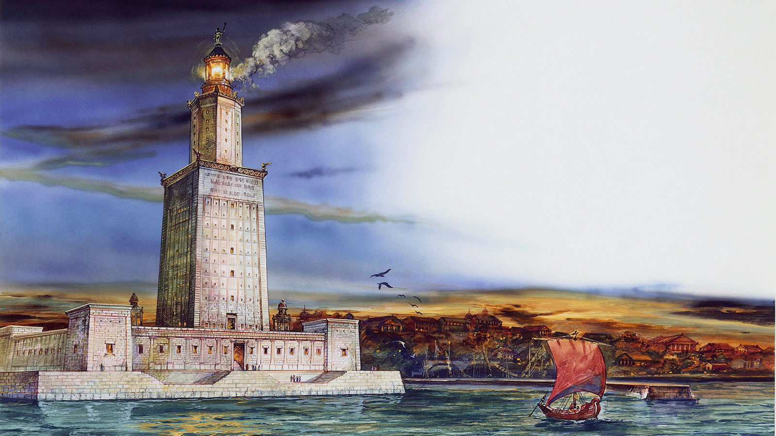 The size of the Alexandria Lighthouse and technology it utilized made it one of the wonders of the ancient world. Credit: The Detailed History
