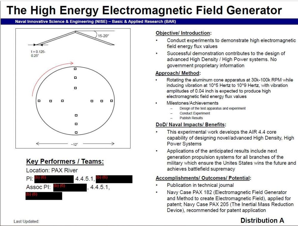 An overview of the High Energy Electromagnetic Field Generator technology discussed in detail in the new "UFO patents". Credit: The Drive