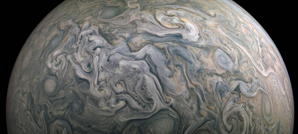 Аtmospheric jets captured by the Juno mission in Jupiter's northern mid-latitude. Credit: NASA/JPL-Caltech/SwRI/MSSS 