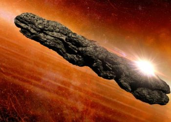 An artist's take on the appearance of Oumuamua based on the scientific observations from 2017. Credit: Habbick Visions/Science Photo Library