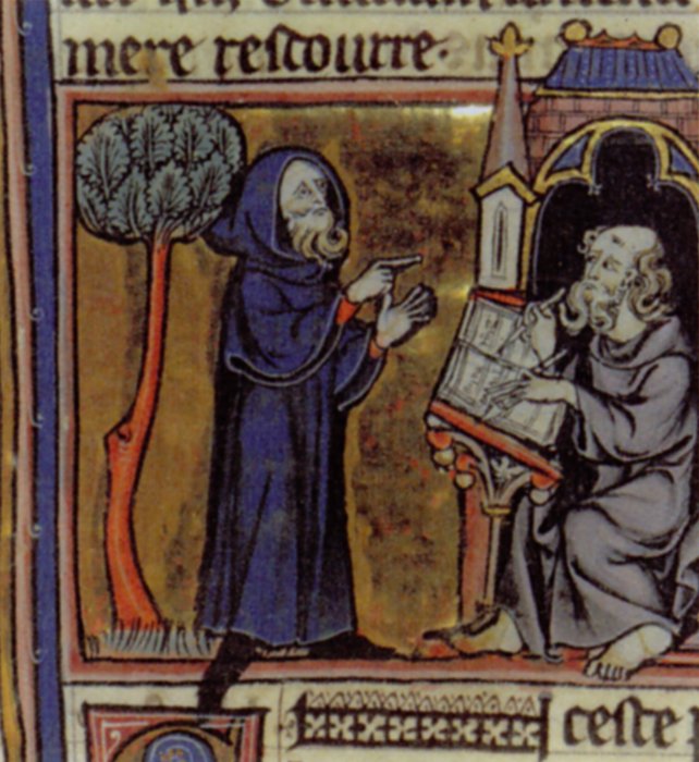 A 13th-century miniature depicting the wizard Merlin while dictating prophecies to a scribe. Credit: Wikimedia Commons/Public Domain