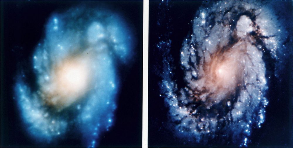 Photo before (left) and after the correction. Credit: NASA
