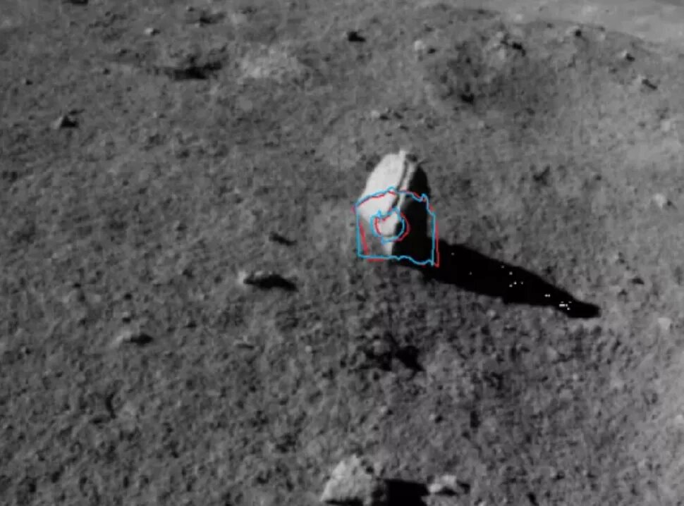 Here is a closer view of the elongated rock from the surface of the Moon. Further analysis will be needed to give a better understanding of the origin of the stone. Credit: CNSA