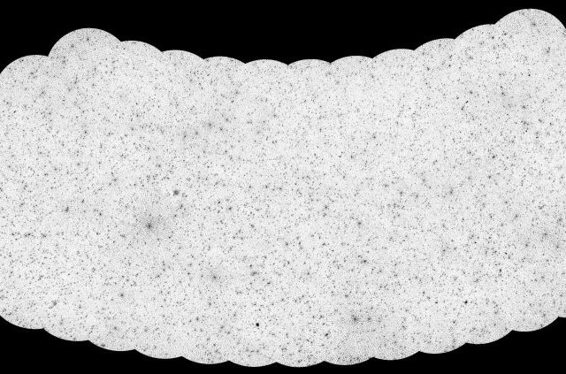 Black on white version of the sky map showing 25,000 supermassive black holes. Credit: LOFAR / LOL survey