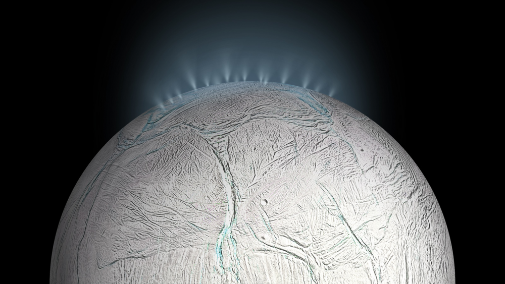 Artist's impression of the water geysers on Enceladus that have been captured several times by NASA's spacecraft. Scientists believe that worlds with underground oceans like Enceladus are more suitable for the formation of life than planets with surface oceans like Earth. Credit: NASA / JPL-Caltech