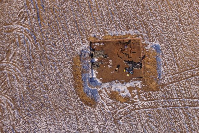 Aerial view with a drone of the ancient pottery production center excavation site. Credit: Projekt Wrzępia