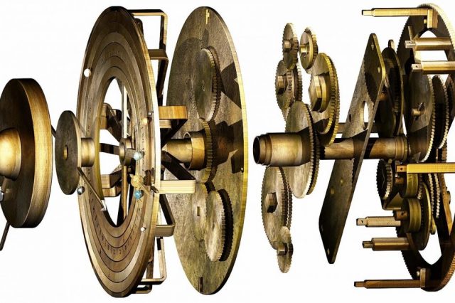 This digital model of the Antikythera mechanism reveals the different components of the gears used to determine the positions of celestial objects. Credit: Tony Freeth