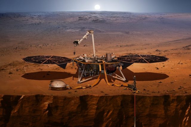 If you ever wondered how the NASA's Insight looks like on the Red Planet, here is an artist's concept of the lander and its instruments. After it detected the first Marsquakes in history, now it measured the molten core of Mars. Credit: NASA/JPL-Caltech