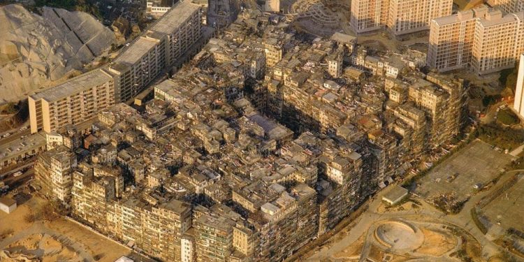 The Kowloon Walled City was the most densely populated place in the world and a city with literally no laws. Credit: Wikimedia Commons