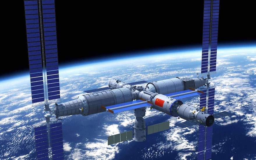 Possible view of the Chinese multi-module space station. Credit: UNOOSA / CNSA