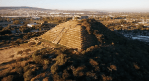 A screengrab showing an aerial view of the Pyramid of El Cerrito. Image Credit: Video Master Producciones / Youtube.